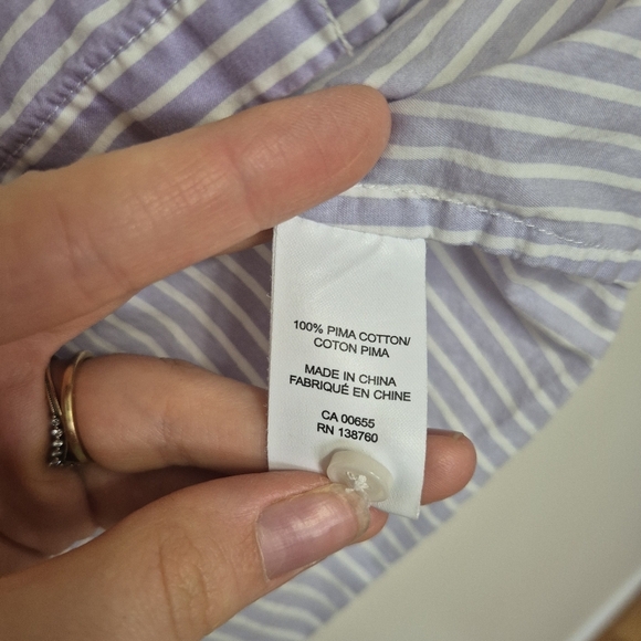 RW&CO Purple White Striped Button Down Blouse With Puff Sleeves – Size S - Picture 6 of 7